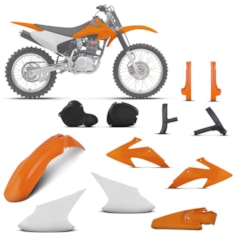 Kit Plástico Crf 230f 2008 À 2014 Laranja + Protetores Kit Plástico Crf 230f 2008 À 2014 Laranja + Protetores