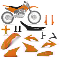 Kit Plástico Crf 230f 2008 À 2014 Laranja + Protetores + Bloqueador + Capa + Manopla Kit Plástico Crf 230f 2008 À 2014 Laranja + Protetores + Bloqueador + Capa + Manopla