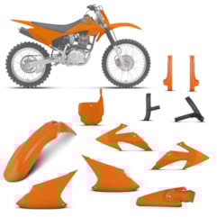 Kit Plástico Crf 230f 2008 À 2014 Laranja + Protetores + Number Plate Kit Plástico Crf 230f 2008 À 2014 Laranja + Protetores + Number Plate