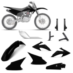 Kit Plástico Crf 230f 2008 À 2014 Preto + Pro. Bengala, Quadro, Motor (Alumínio) Kit Plástico Crf 230f 2008 À 2014 Preto + Pro. Bengala, Quadro, Motor (Alumínio)
