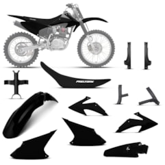 Kit Plástico Crf 230f 2008 À 2014 Preto + Protetores + Bloqueador + Capa de Banco Kit Plástico Crf 230f 2008 À 2014 Preto + Protetores + Bloqueador + Capa de Banco
