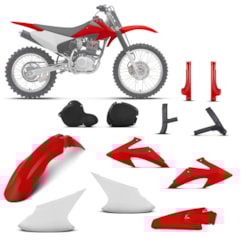 Kit Plástico Crf 230f 2008 À 2014 Vermelho + Protetores Kit Plástico Crf 230f 2008 À 2014 Vermelho + Protetores