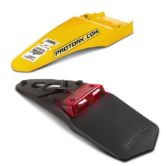 Paralama Traseiro Universal MX2 Amarelo + Lanterna Traseira Pro Tork Paralama Traseiro Universal MX2 Amarelo + Lanterna Traseira Pro Tork