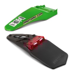 Paralama Traseiro Universal MX2 Verde + Lanterna Traseira Pro Tork Paralama Traseiro Universal MX2 Verde + Lanterna Traseira Pro Tork
